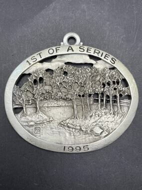 Vintage Hampshire Pewter Christmas Ornament 1995 Swift Bridge 1st Of A Series